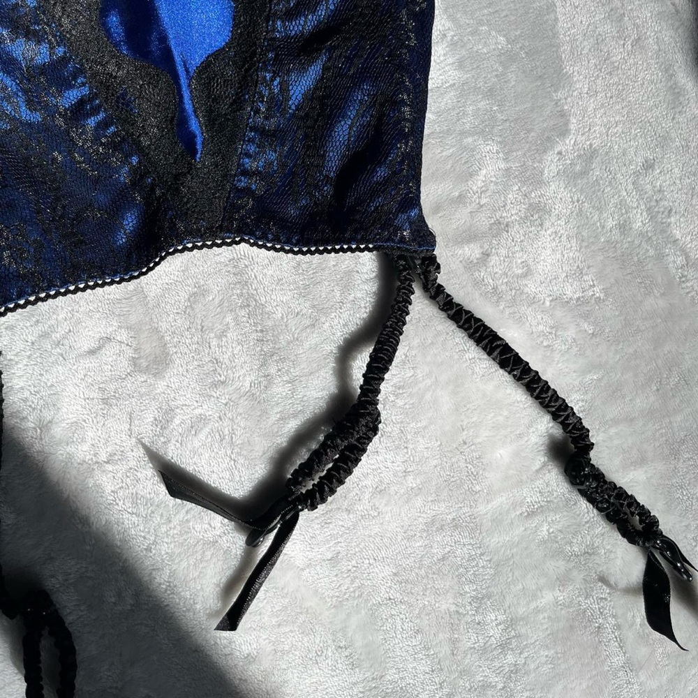 Frederick's of Hollywood Blue and Black Lace Bustier - Picture 4 of 7